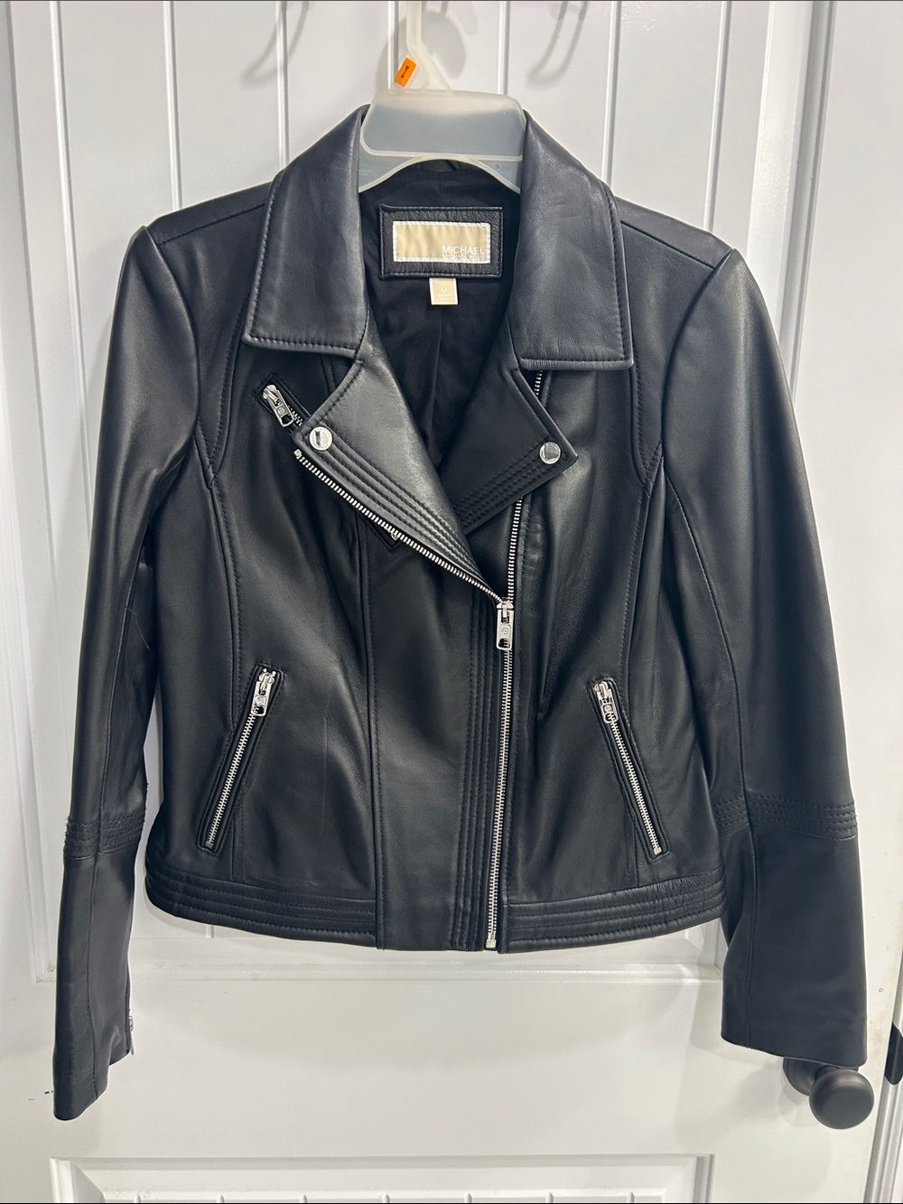 Michael Kors Women's Black Leather Moto Jacket